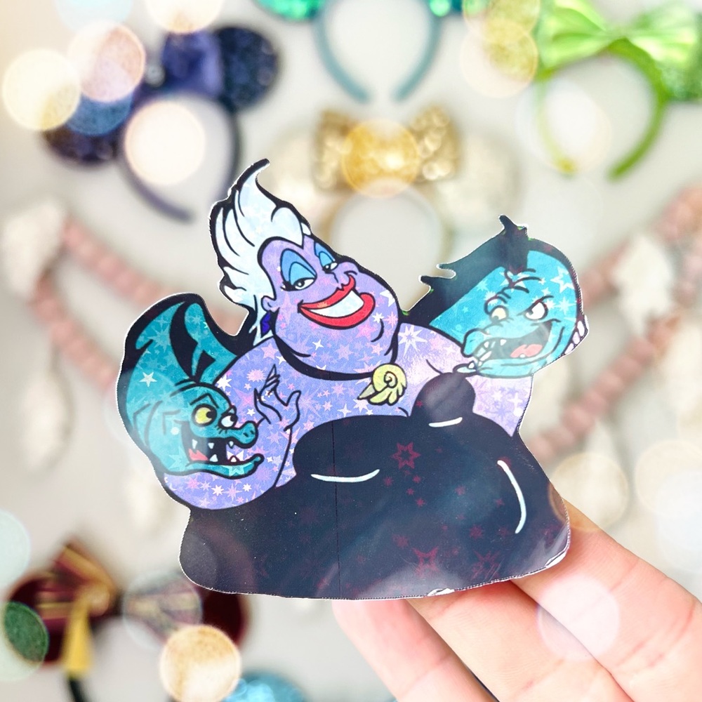 💜🖤✨ Ursula sea witch Halloween little mermaid holographic glitter sticker 3”